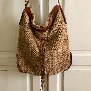 Lucky Brand Woven Hobo Crossbody Bag Purse